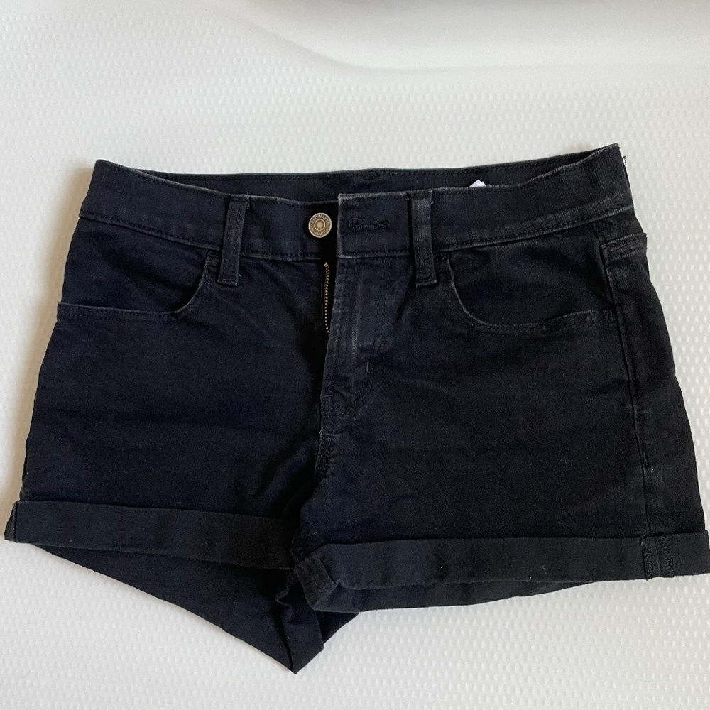 Black denim shorts